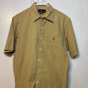 Ralph Lauren Camel Short Sleeve Shirt with Red Logo